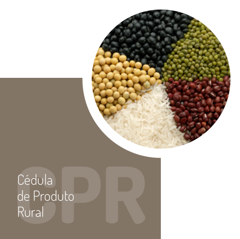 Vários tipos de grãos e o texto Cédula de Estado Rural